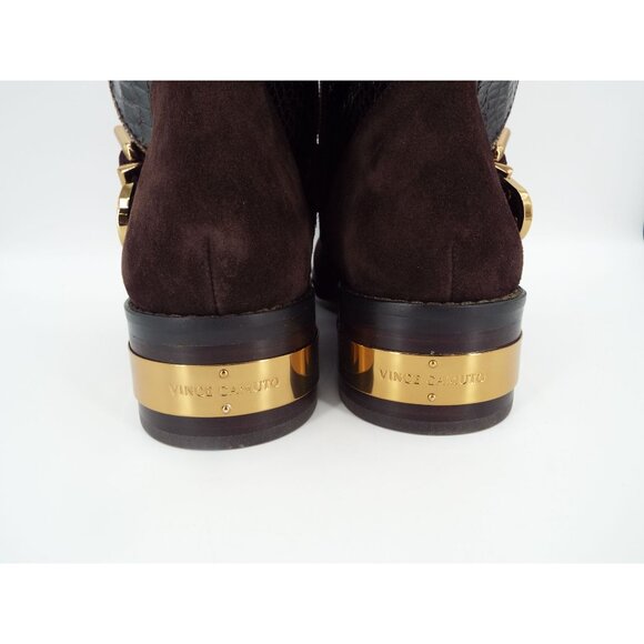 Vince Camuto Verona Dark Roast Shiny Snake Witty 2 Leather Buckle Moto Boots - Picture 5 of 16